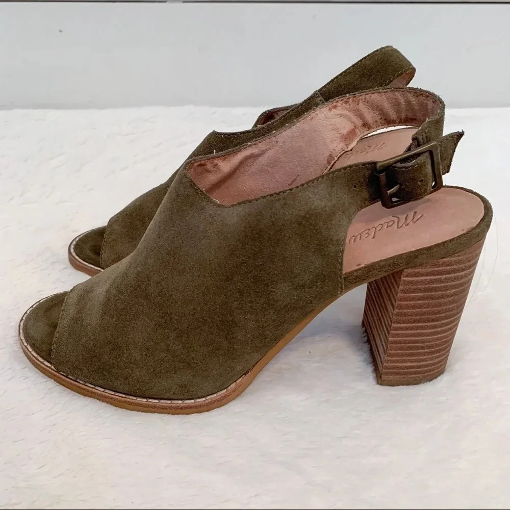 Madewell Green Suede Slingback Cary Sandal - Picture 3 of 7